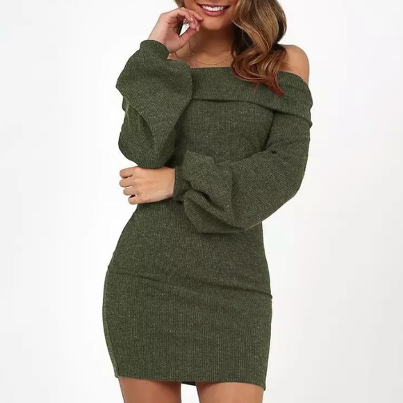 Soft green holiday off shoulder  dress women’s - Picture 3 of 3
